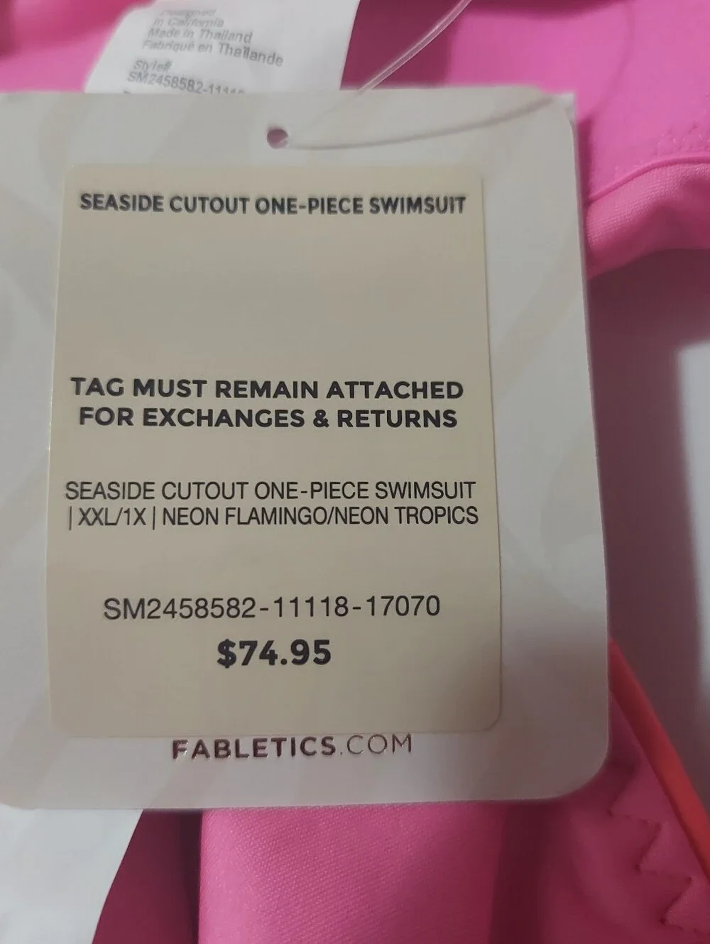 NWT Fabletics Seaside Cut Out One Piece  Pink and Coral Colorblock Swimsuit